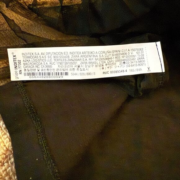 Zara black short sleeve T-shirt w chiffon pleated back and text on front NWOT S - Picture 11 of 12